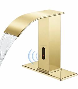 Gold Touchless Bathroom Faucet – Waterfall Spout – NEW in Box
