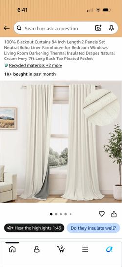100% Blackout Curtains 52x84”