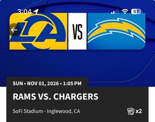 2 tickets rams vs Chargers Nov 1