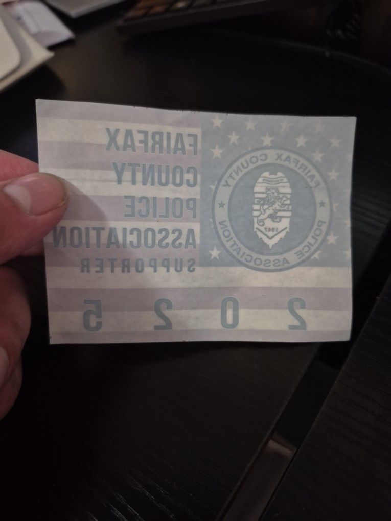 2025 Fairfax County Police Association Supporter Sticker