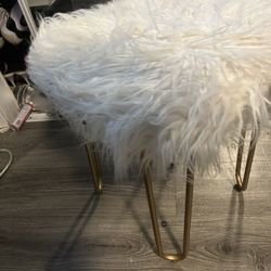 White Fluffy Stool Set of 2