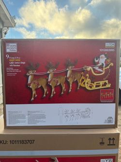 New 9 ft. Long Giant-Sized LED Santa's Sleigh with Reindeer