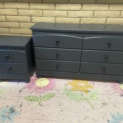 6 Drawer Gray Dresser And Nightstand Set