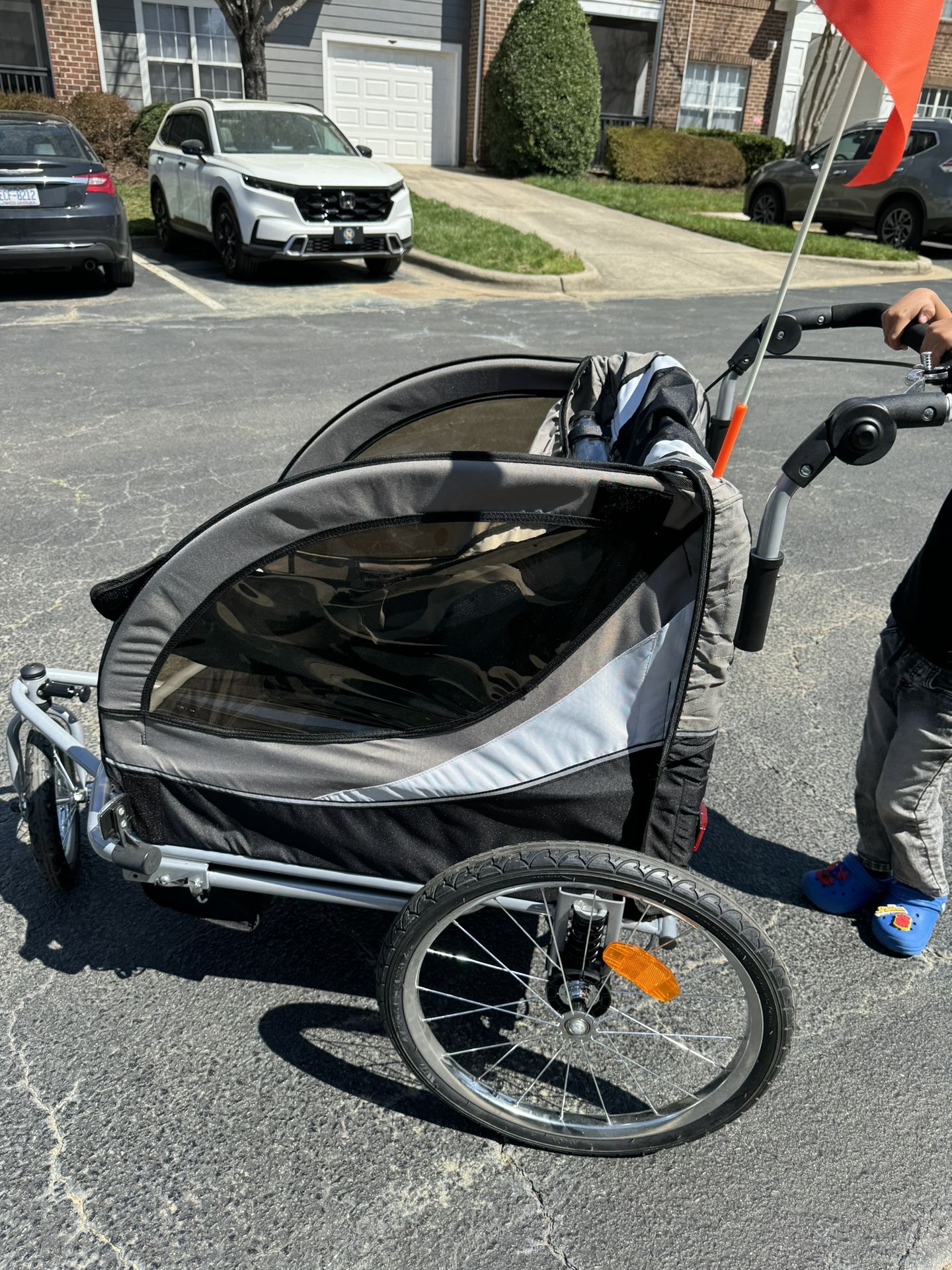 Clevr Deluxe 3 In 1 Double 2 Seat Bicycle Trailer Jogger Stroller