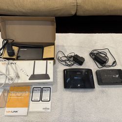 Router and Switches for sale. Wave link router (new), D-Link 8-port switch, and Berlin 5-port switch. All comes with power supply. $10 each. 