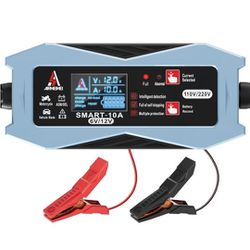 3 IN1 Smart Car Battery Charger 3A/6A/10A,Automotive Battery Charger 6V/12V, Dual Voltage 110V/220V Battery Charger car Jump Starter, Trickle Charger,