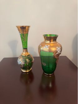 Vintage Bohemia Czech Republic Handcrafted Crystal Glass Vases