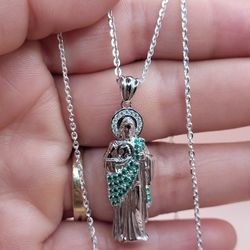 . 925 Genuine Silver Saint Jude Necklace 20"