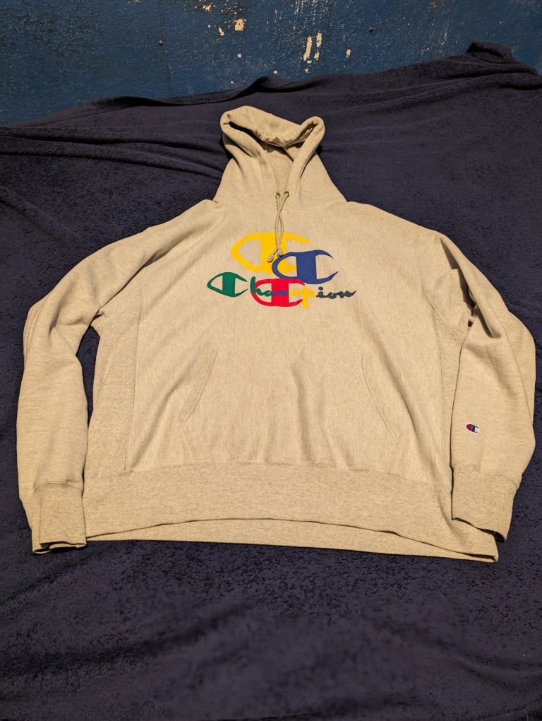 Champion Men's Gray Reverse Weave Hoodie XL