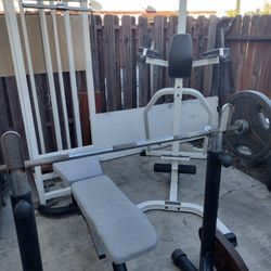 Bodybuilding Gym Olympic weights/Pull-up Dip bar,Lat Machine Bench Press Dumbbells everything you see in photos