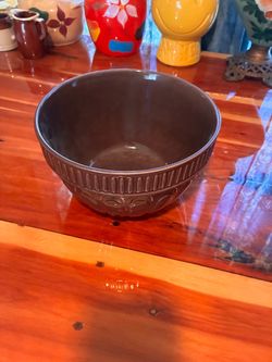 Gray Ceramic Mixing Bowl with Embossed Design