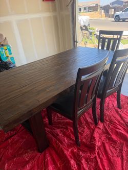 Rustic Wood Dining Table with Chairs
