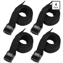  Lashing Straps with Buckles Adjustable Cam Buckle Tie Down Cinch Strap for Packing Black 4 Pack