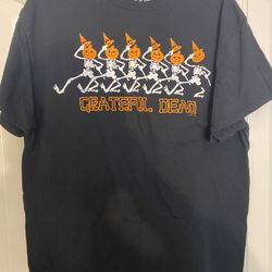 New Liquid Blue Size XL Grateful Dead Dancing Pumpkin Skeletons T-Shirt (“Pumpkin Skelly”)