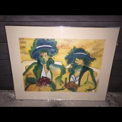 Original Vintage Framed Watermedia/Watercolor by artist Pat Toy