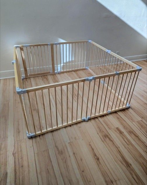 Comfy Cubs 57x57x25" Baby Gate Foldable Playpen-Child Proof>Pine Wood/natural 
 🛑No Offers