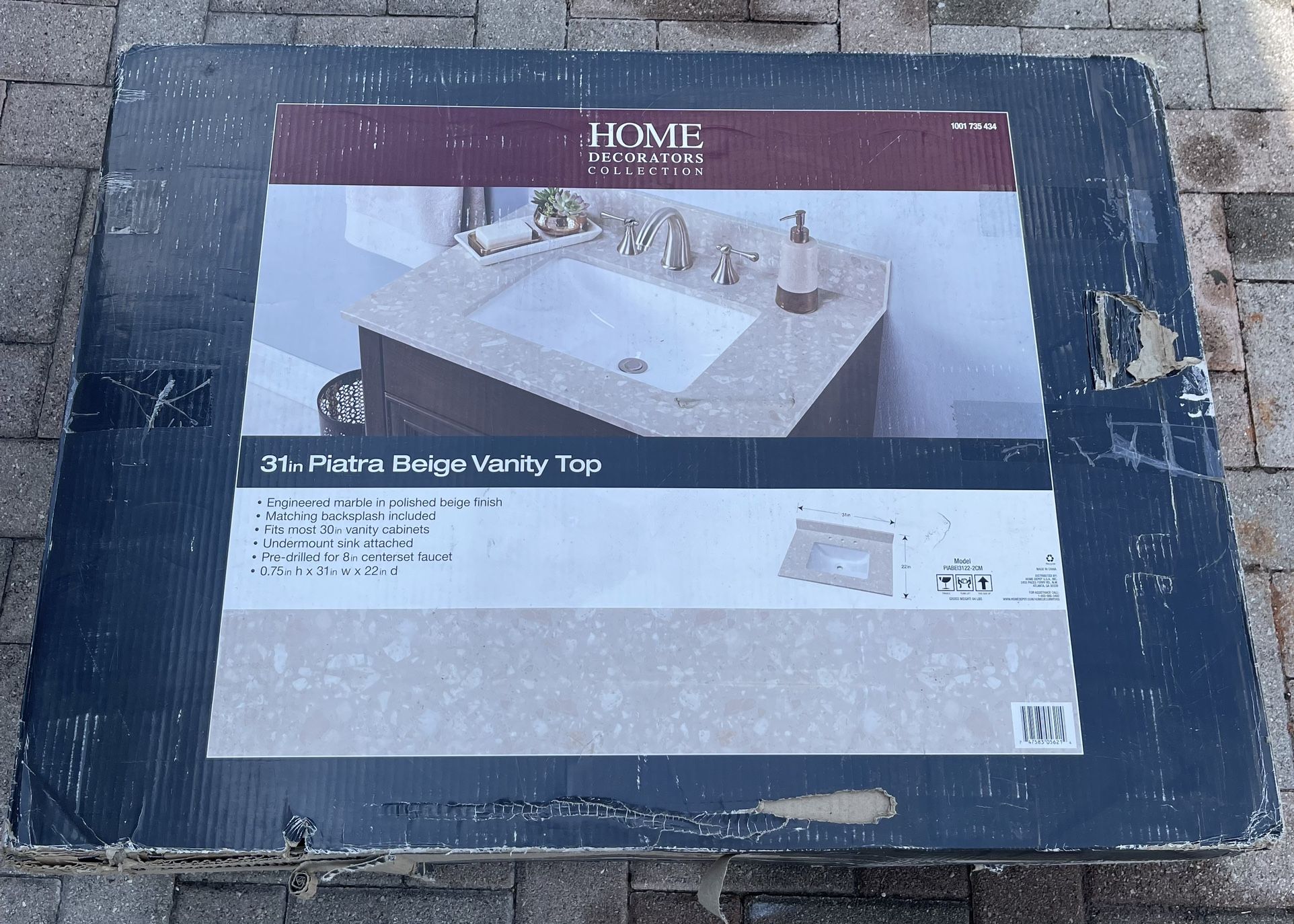 31in Piatra Beige Vanity Top (NEW) (Model PIABEI3122-2CM)