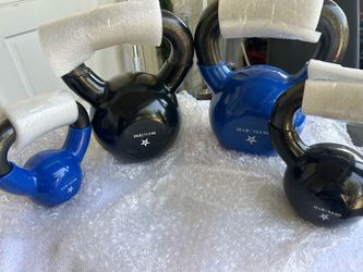 New set of kettle bells a five pounder 10 pounder 25 pounder and 30 pounder