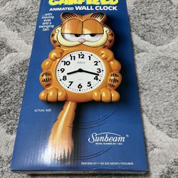 Vintage Garfield Animated Wall Clock New In Box 