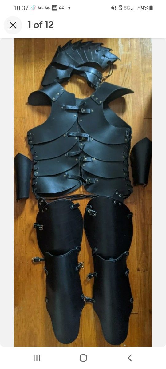Full Medieval Leather Armor Suit! LARP/Cosplay! Bracers! Helmet!