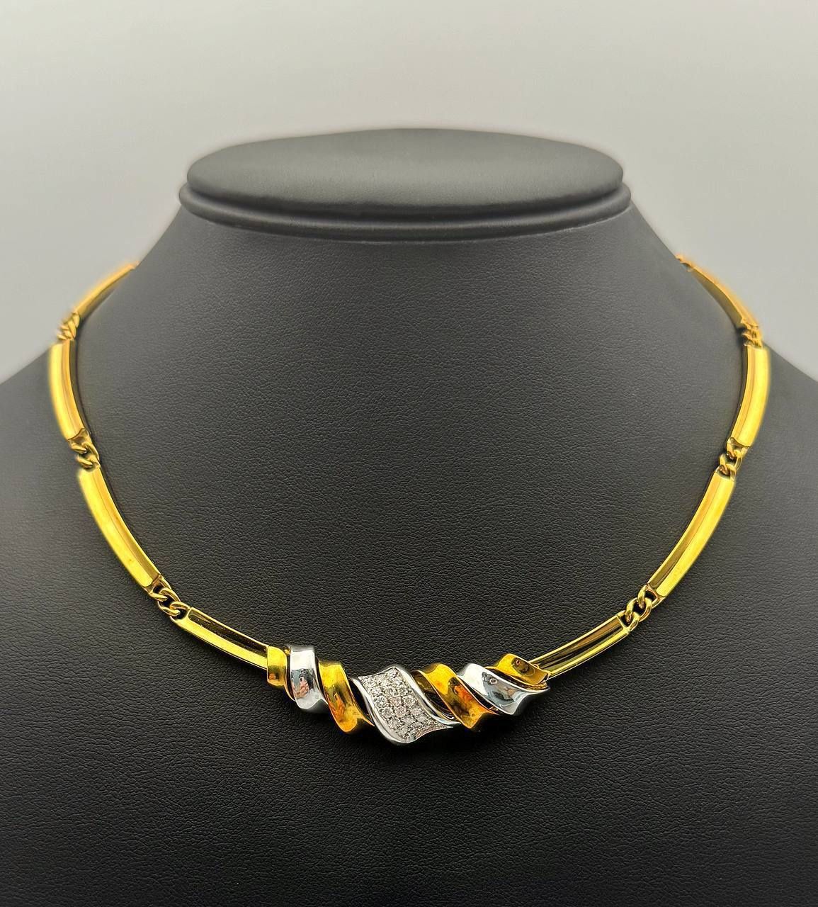 Jewelry Vintage 18k solid yellow gold and brilliant cut diamond 1.25CTW choker necklace