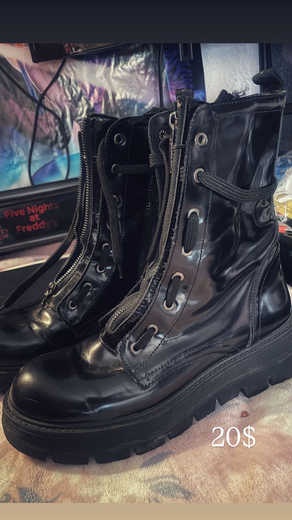 Carvela Secure Lace Up 2 black leather ankle boots.