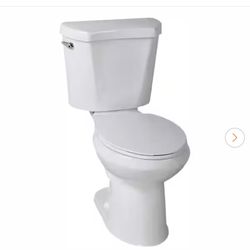 12 in. Rough In Two-Piece 1.28 GPF Single Flush Elongated Toilet in White, Seat Included