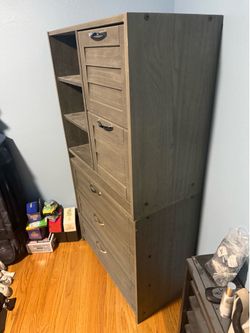 Grey dresser and cabinet