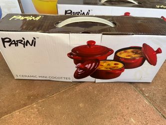 Set of 3 mini cocottes Parini red