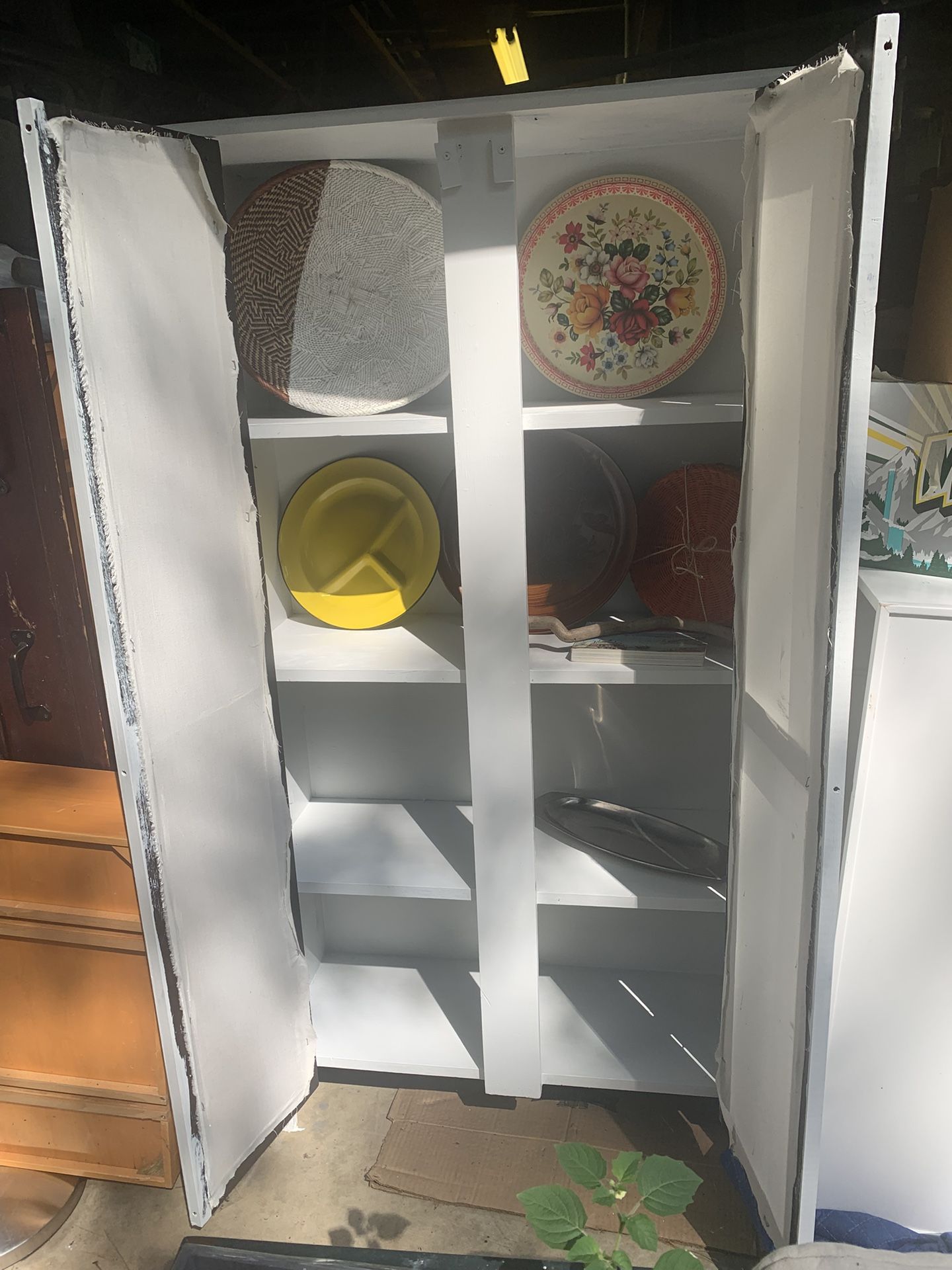 Solid Wood Cabinet W/ Frame Doors & Fabric Inset