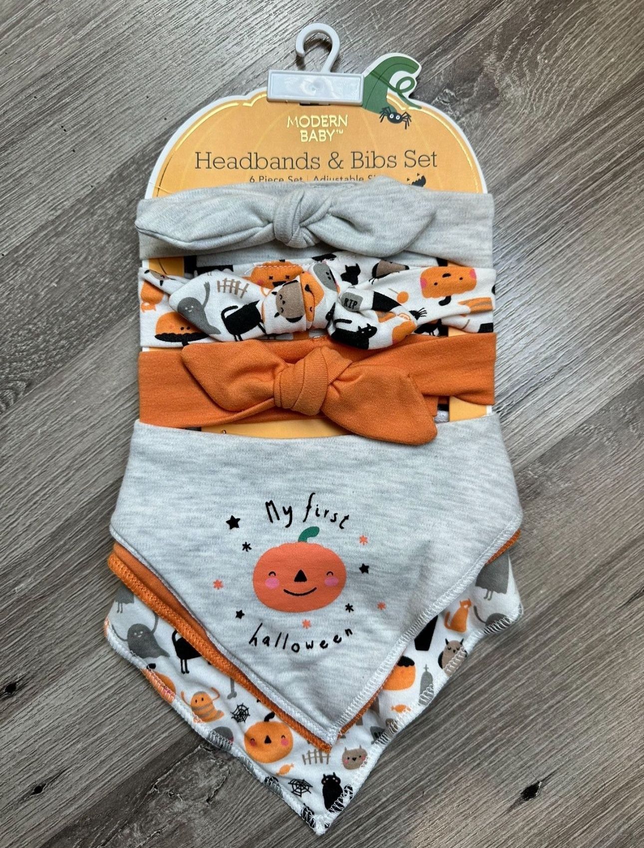 First Halloween-6 Pc Headband & Bib Set!