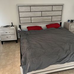 California King Bed Frame With 2 Nightstands 