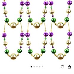 BRAND NEW- 6 Piece Jumbo Mardi Gras Bead Necklace With 30 Throw Beads