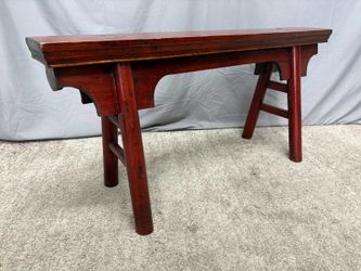 Vintage Red Lacquered Chinese Ming Style Bench
