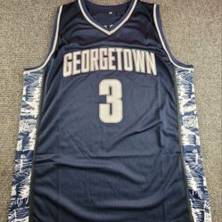 Georgetown Hoyas Allen Iverson Mens XL Home Blue Stitched Basketball Jersey 