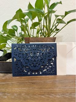 50 Blank Navy Blue Invitations Kit (Queen Creek)