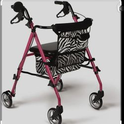 Medline Deluxe Posh Pink Zebra Rollator