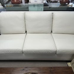White leather sleeper sofa couch