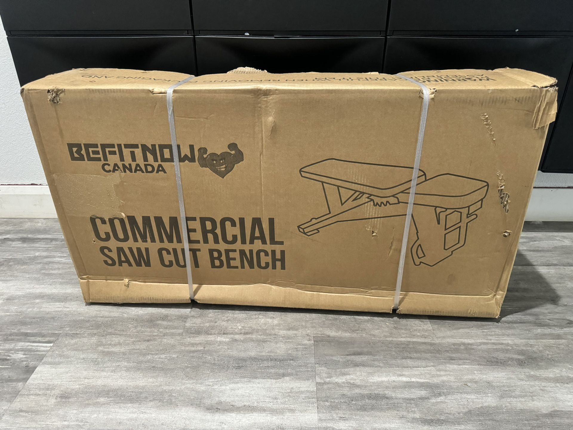 In Box, BeFitNow Canada Commercial Saw Cut Workout Bench | Gym Bench