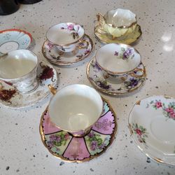 1950s Antique Tea Set. Cups, Saucers, Royal Sealy Japan, Chubu China