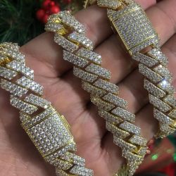 16MM Full Ice Out Cuban Set 14K Gold Plated Doesn't Loses Coloreu