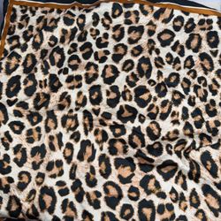 Leopard Print Square Scarf Black Brown Satin Look