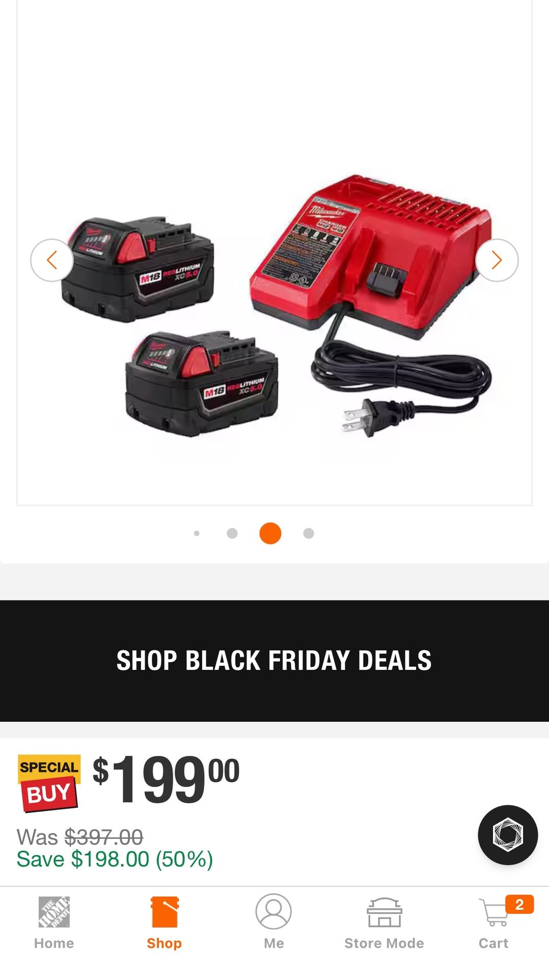 M18 18-Volt Lithium-Ion XC Starter Kit with Two 5.0Ah Batteries and Charger