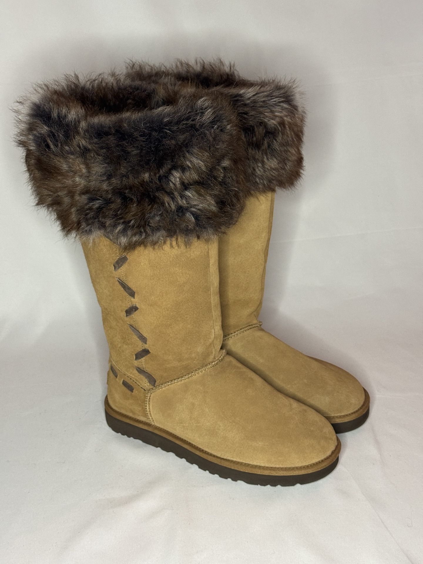 UGG Rosana Water-Resistant Chestnut Suede Toscana Cuff Tall Boot Women's Size 11