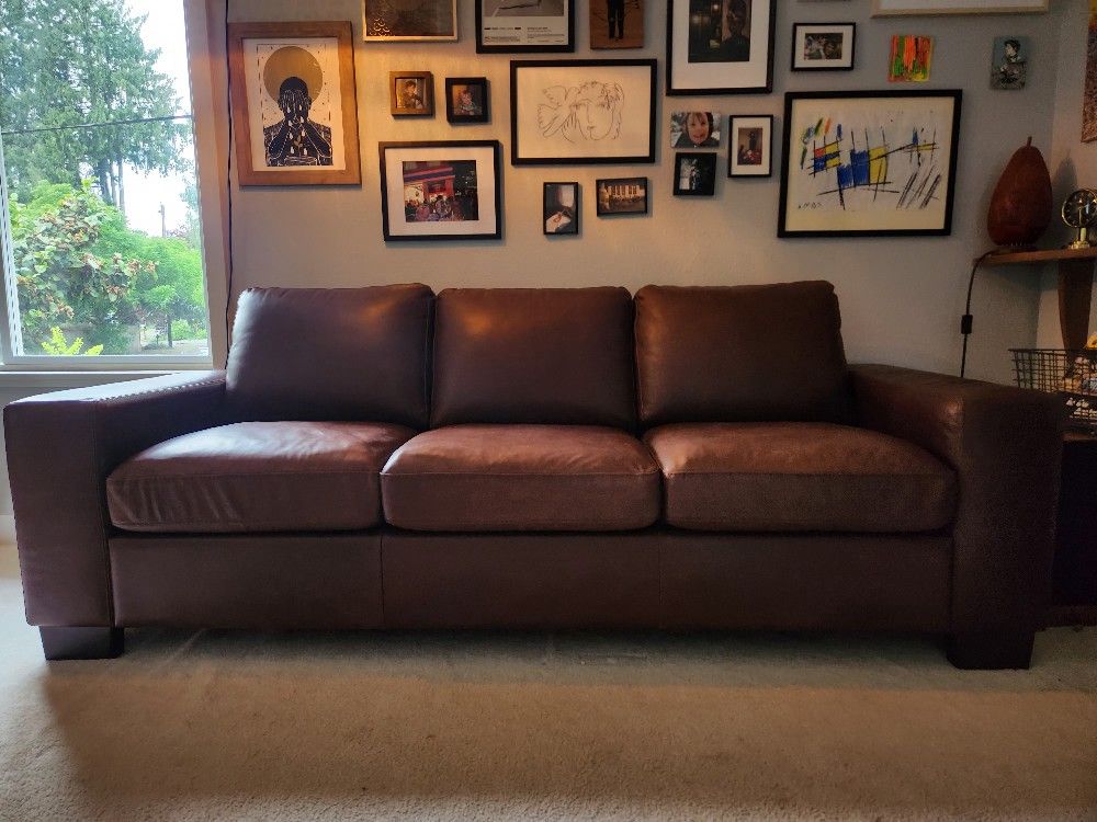 Full Grain Italian Leather Couch