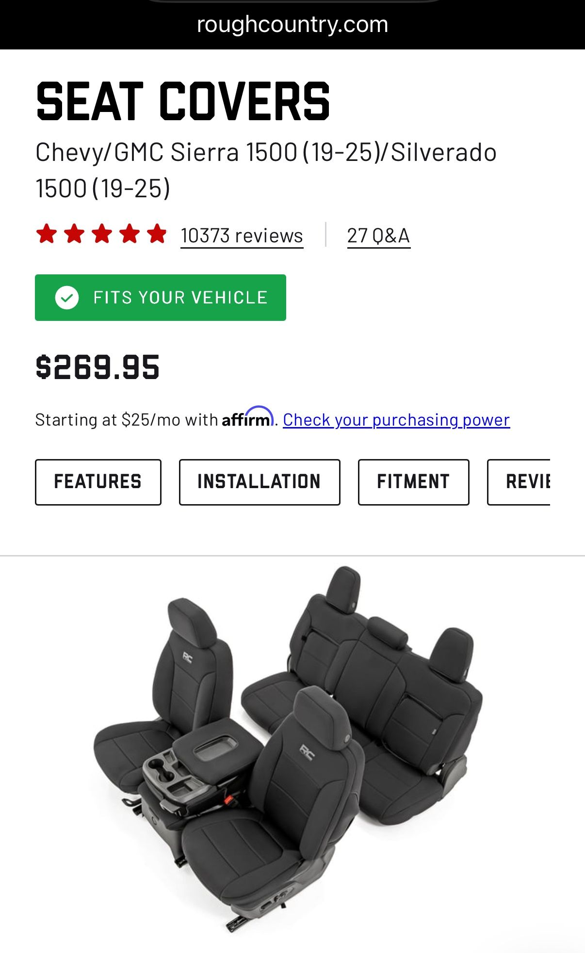 Rough Country Seat Covers