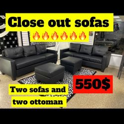 Two Sofas And Two Ottoman Brand New Set $550 Only 