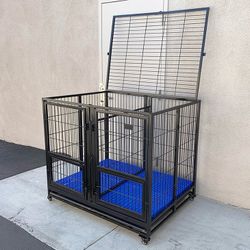 NEW $280 Large 49” Heavy-Duty Folding Dog Crate 49x38x43” Double-Door Cage Kennel w/ Divider