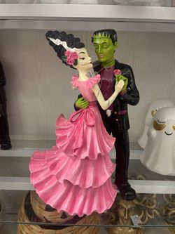 Frankenstein and Bride with Pink Dress Halloween Decor