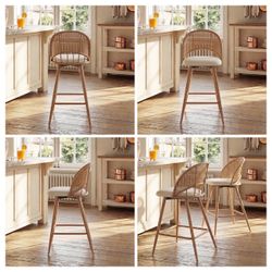 NEW Tyboatle 26'' Bar Stools Set of 2, Rattan Counter Height Swivel Stools for Kitchen